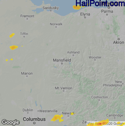 Hail Map for Mansfield, OH Region on August 21, 2022 