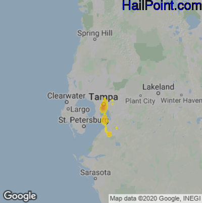 Hail Map for Tampa, FL Region on August 21, 2022 