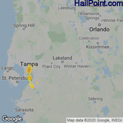 Hail Map for Lakeland, FL Region on August 21, 2022