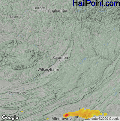 Hail Map for Scranton, PA Region on August 22, 2022