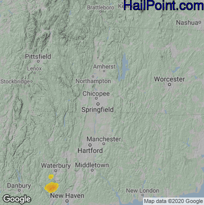 Hail Map for Springfield, MA Region on August 23, 2022