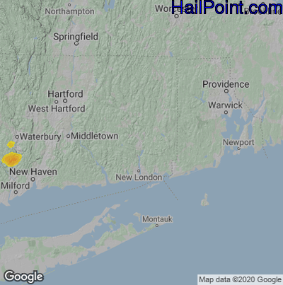 Hail Map for Norwich, CT Region on August 23, 2022