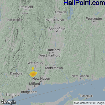 Hail Map for Hartford, CT Region on August 23, 2022