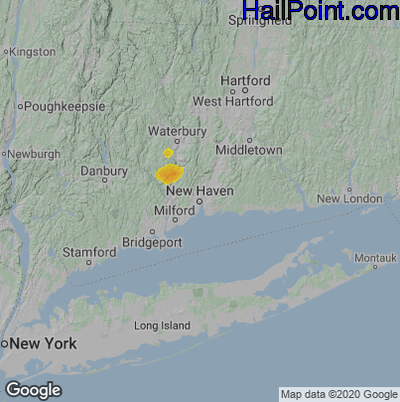 Hail Map for New Haven, CT Region on August 23, 2022