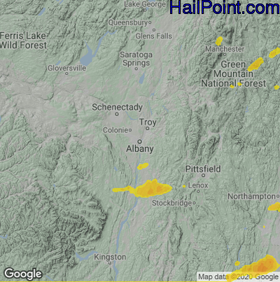 Hail Map for Albany, NY Region on August 26, 2022