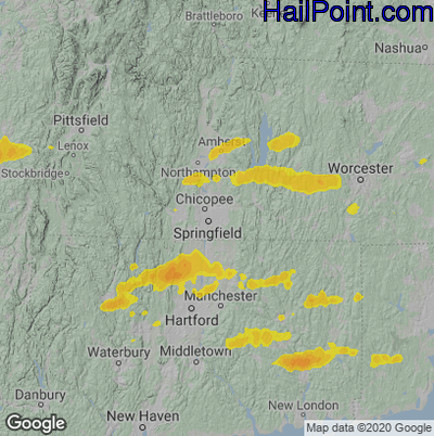 Hail Map for Springfield, MA Region on August 26, 2022