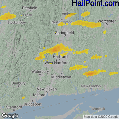 Hail Map for Hartford, CT Region on August 26, 2022