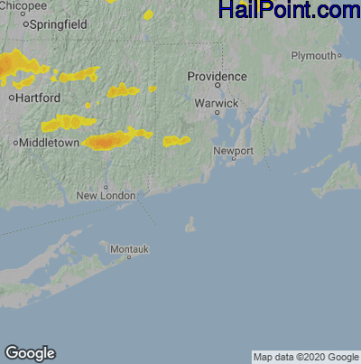 Hail Map for Charlestown, RI Region on August 26, 2022