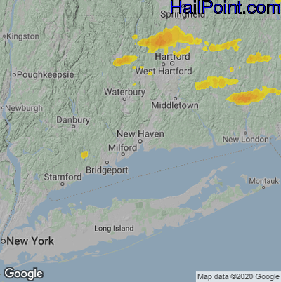 Hail Map for New Haven, CT Region on August 26, 2022