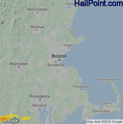 Hail Map for Boston, MA Region on August 26, 2022