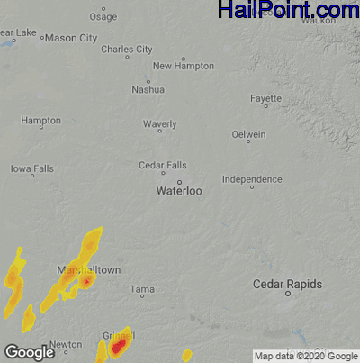 Hail Map for Waterloo, IA Region on August 27, 2022 