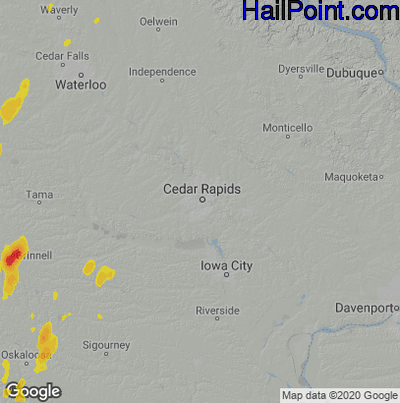 Hail Map for Cedar Rapids, IA Region on August 27, 2022