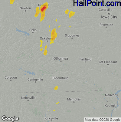 Hail Map for Ottumwa, IA Region on August 27, 2022
