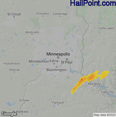 Hail Map for Minneapolis, MN Region on August 27, 2022 