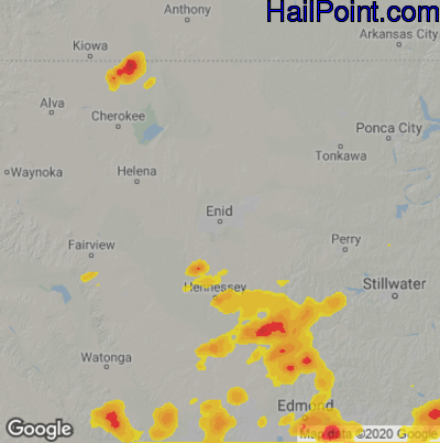 Hail Map for Enid, OK Region on August 28, 2022 