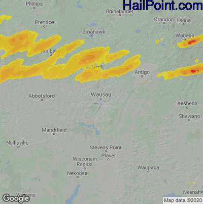Hail Map for Wausau, WI Region on August 29, 2022