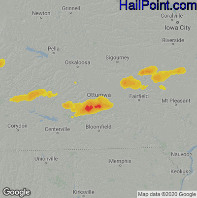 Hail Map for Ottumwa, IA Region on August 29, 2022