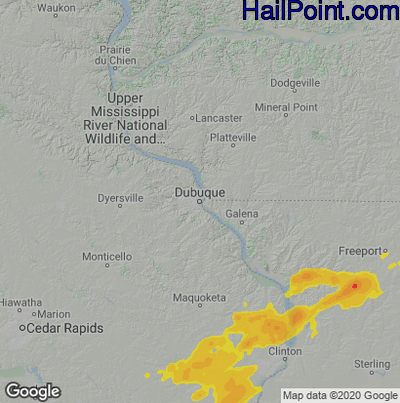 Hail Map for Dubuque, IA Region on August 29, 2022