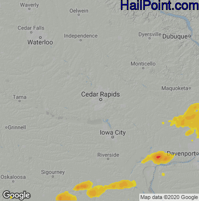 Hail Map for Cedar Rapids, IA Region on August 29, 2022