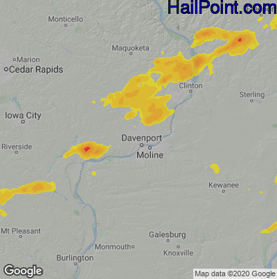 Hail Map for Davenport, IA Region on August 29, 2022