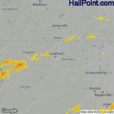 Hail Map for Rockford, IL Region on August 29, 2022
