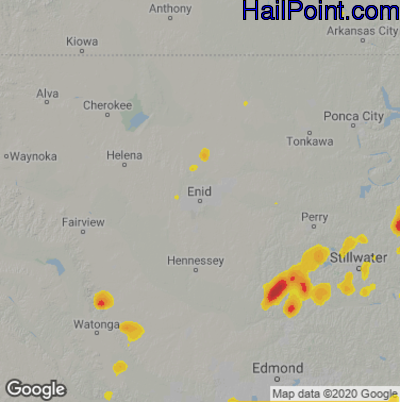 Hail Map for Enid, OK Region on August 29, 2022