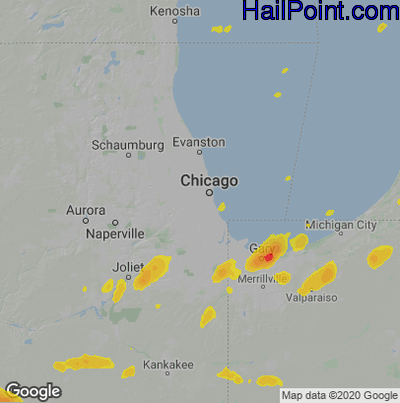 Hail Map for Chicago, IL Region on August 29, 2022