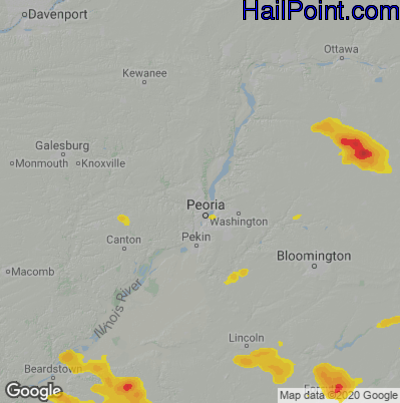 Hail Map for Peoria, IL Region on August 29, 2022