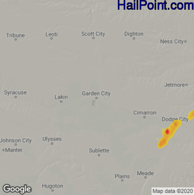 Hail Map for Garden City, KS Region on September 2, 2022 