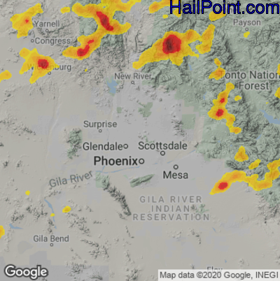 Hail Map for Phoenix, AZ Region on September 2, 2022