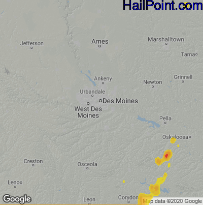 Hail Map for Des Moines, IA Region on September 2, 2022