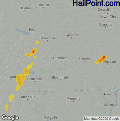 Hail Map for Ottumwa, IA Region on September 2, 2022