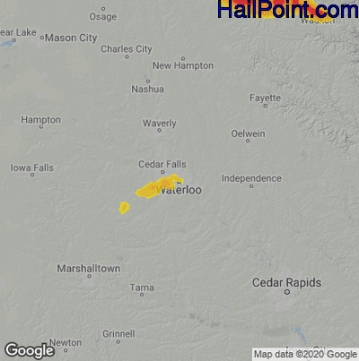 Hail Map for Waterloo, IA Region on September 3, 2022