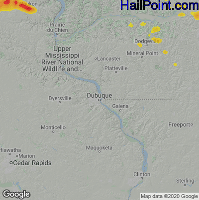 Hail Map for Dubuque, IA Region on September 3, 2022