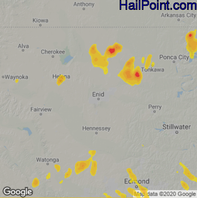 Hail Map for Enid, OK Region on September 3, 2022