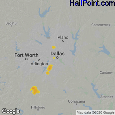 Hail Map for Dallas, TX Region on September 3, 2022 
