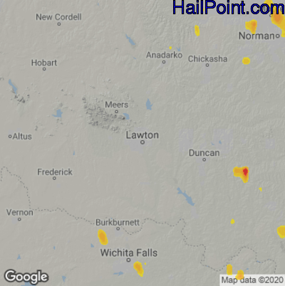 Hail Map for Lawton, OK Region on September 4, 2022 