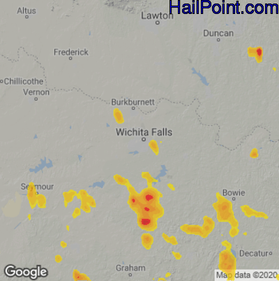 Hail Map for Wichita Falls, TX Region on September 4, 2022