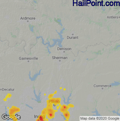 Hail Map for Sherman, TX Region on September 4, 2022 