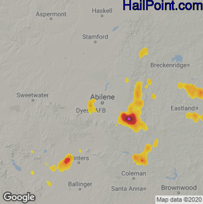 Hail Map for Abilene, TX Region on September 5, 2022