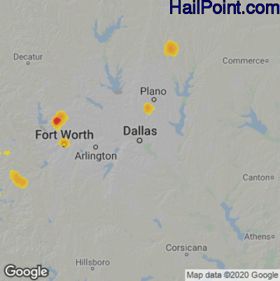 Hail Map for Dallas, TX Region on September 6, 2022 