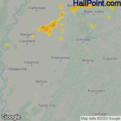 Hail Map for Greenwood, MS Region on September 6, 2022 