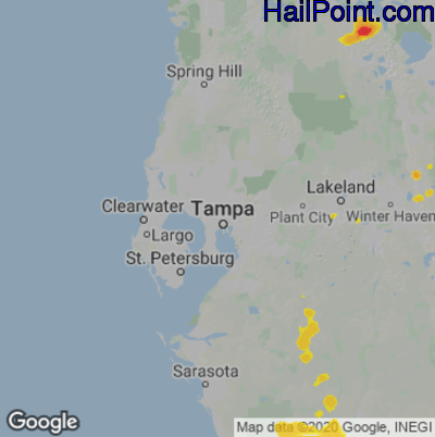 Hail Map for Tampa, FL Region on September 7, 2022