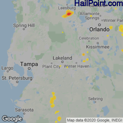 Hail Map for Lakeland, FL Region on September 7, 2022