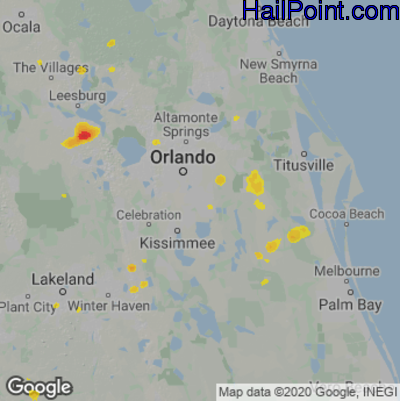 Hail Map for Orlando, FL Region on September 7, 2022