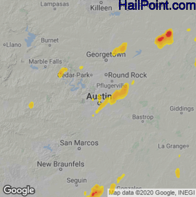 Hail Map for Austin, TX Region on September 7, 2022 