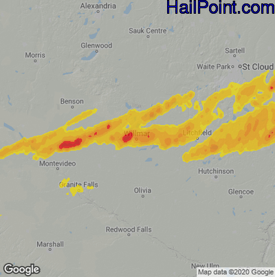 Hail Map for Willmar, MN Region on September 9, 2022