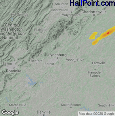 Hail Map for Lynchburg, VA Region on September 13, 2022