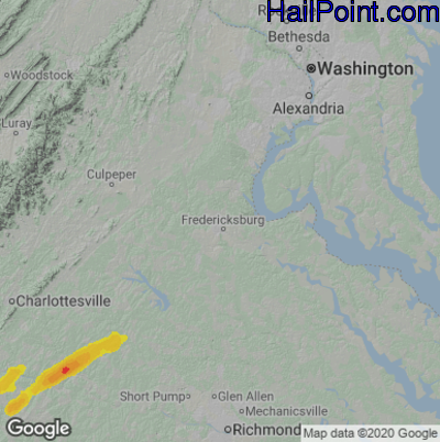 Hail Map for Fredericksburg, VA Region on September 13, 2022 