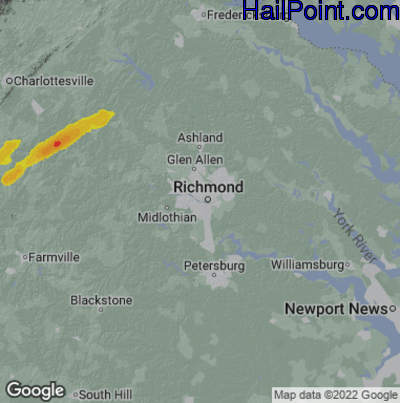Hail Map for Richmond, VA Region on September 13, 2022 